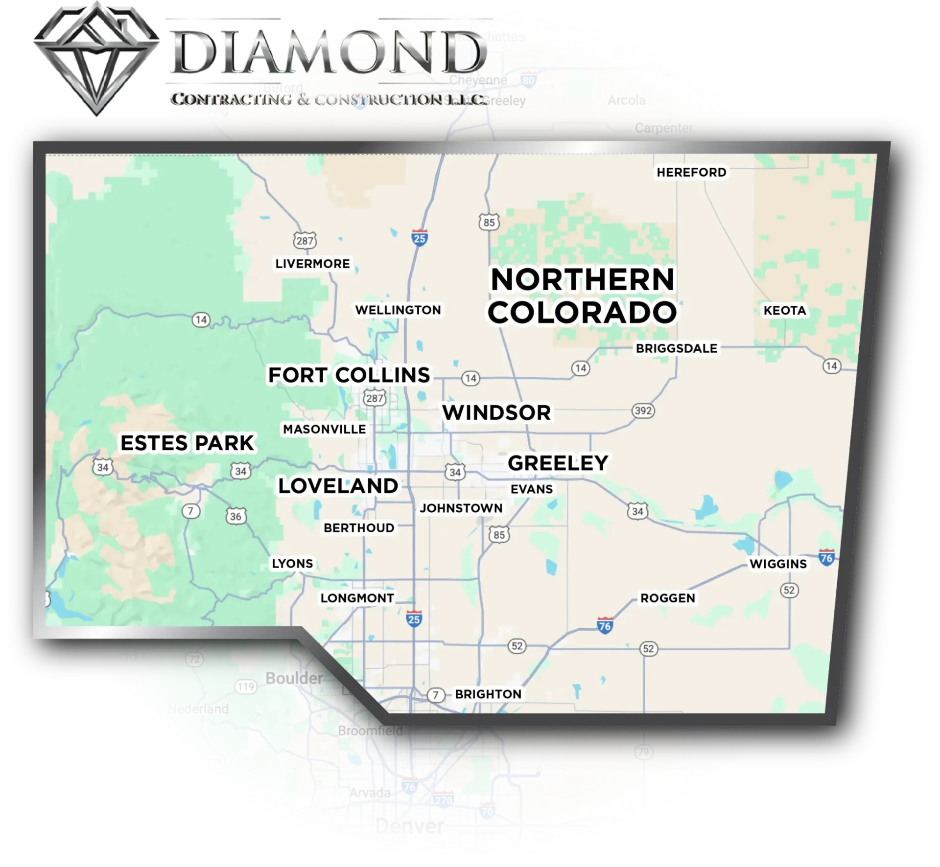 Northern Colorado service area map